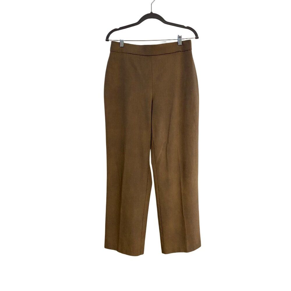 Briggs New York Pants Women's 10p Brown Straight-Leg Elastic-Waist Casual Y2k
